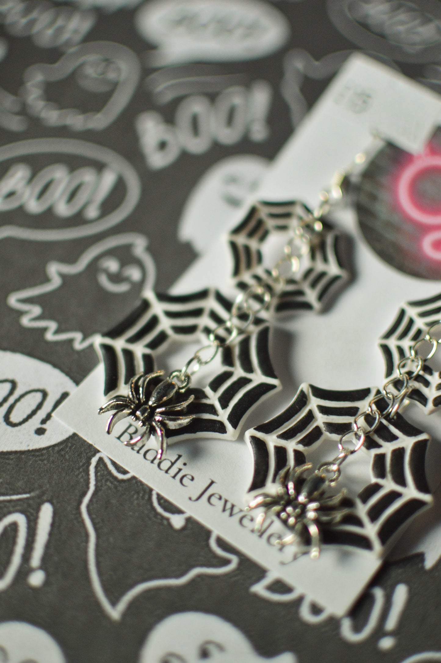 Double Spider Web Earrings With Charm