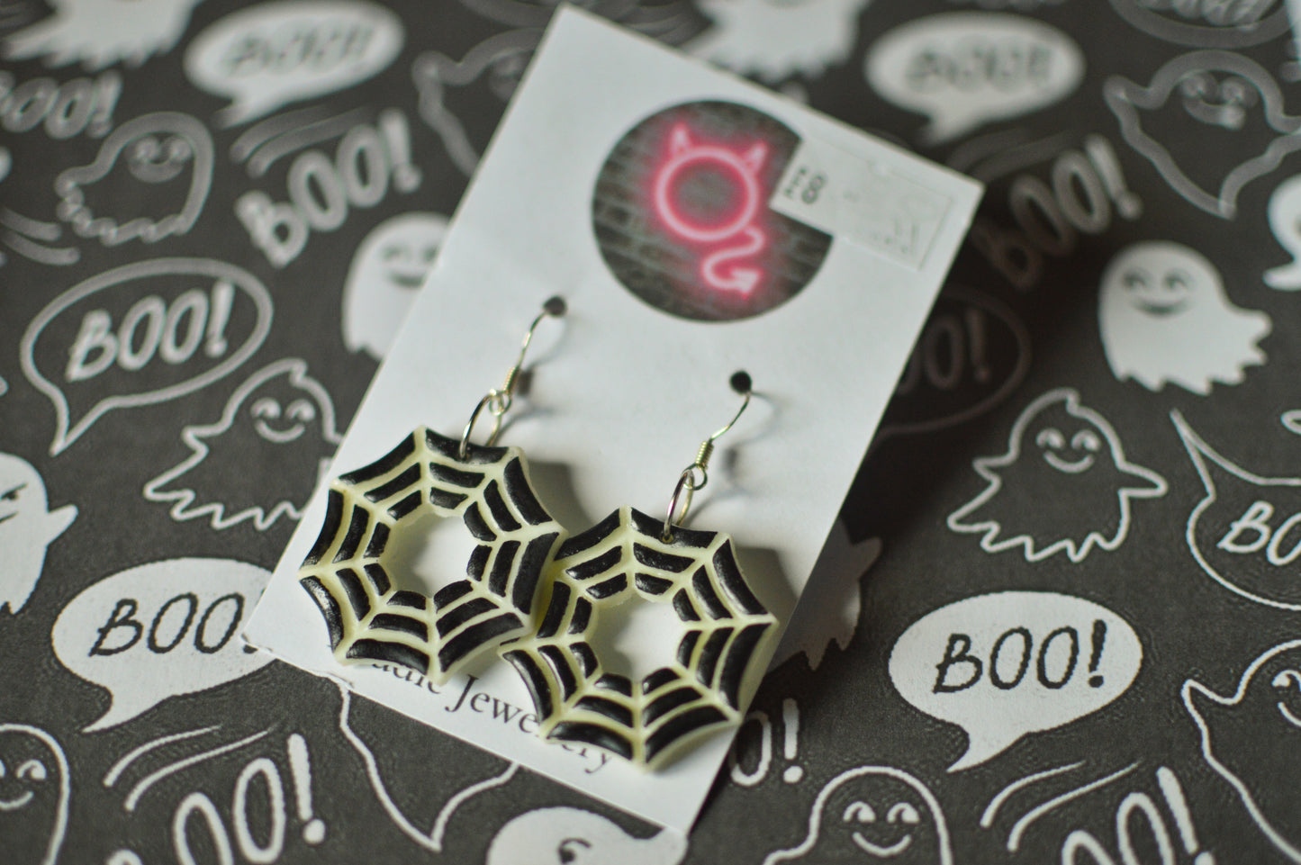 Glow In The Dark Spiderweb Earrings