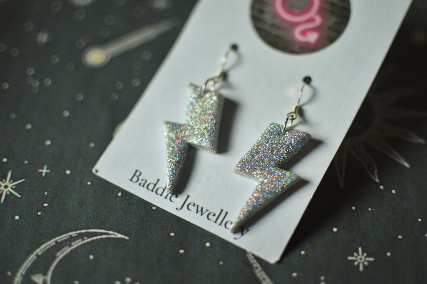 Glitter Lightning Bolt Earrings