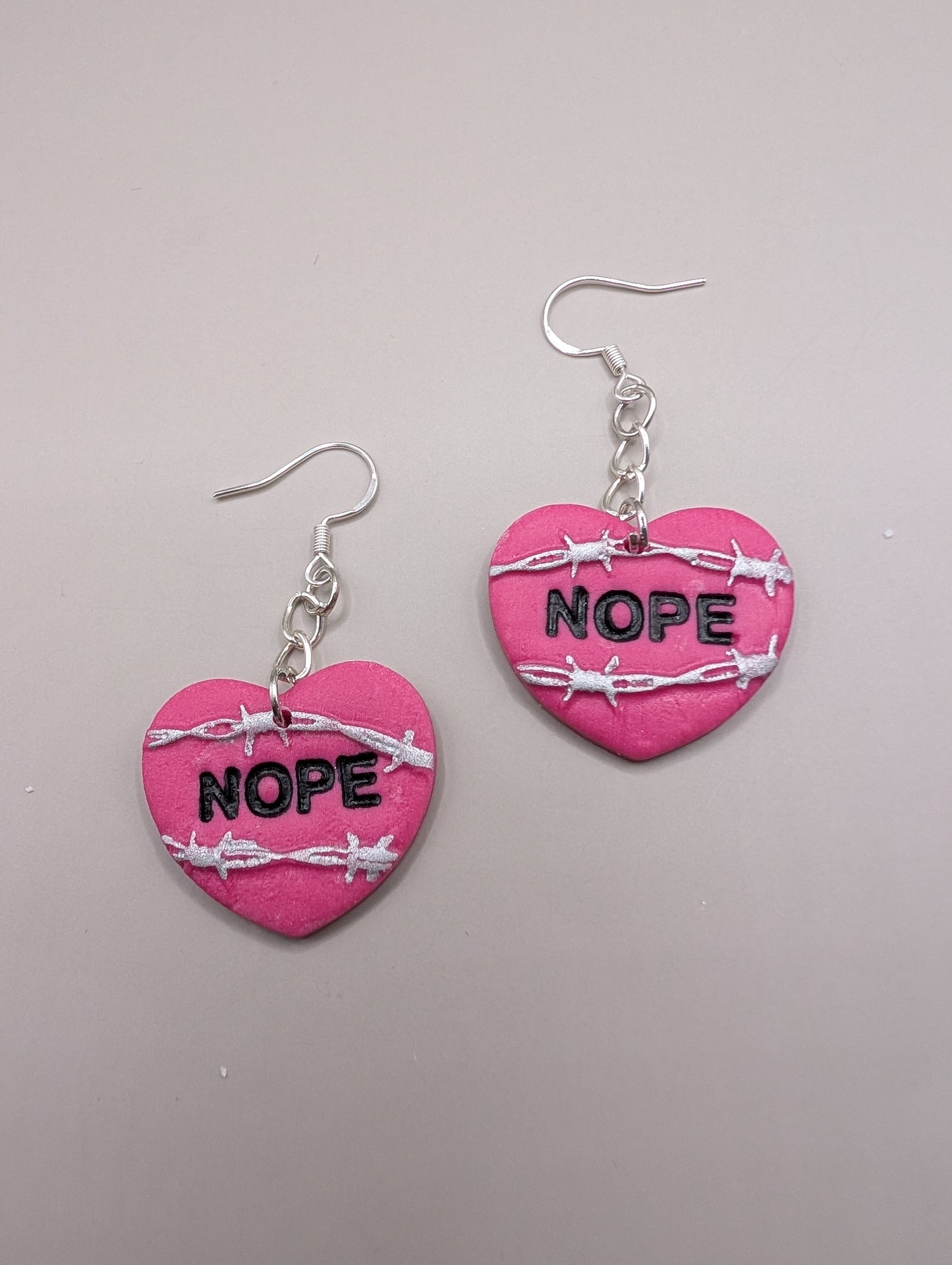 Anti Valentine's Barbed Wire Nope Earrings