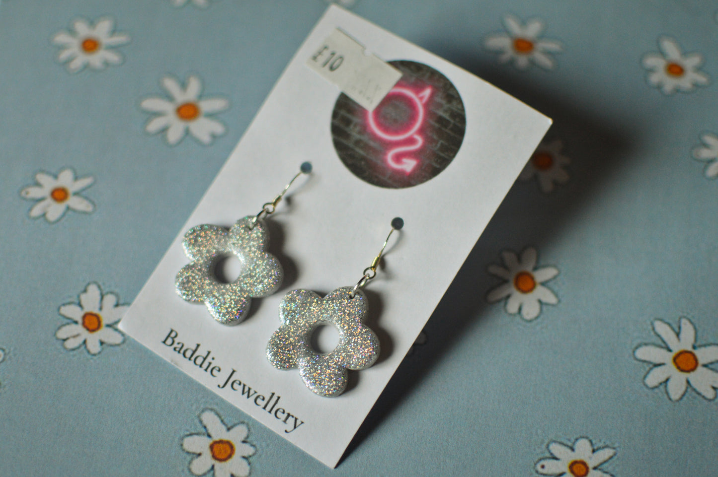 Glitter Flower Earrings