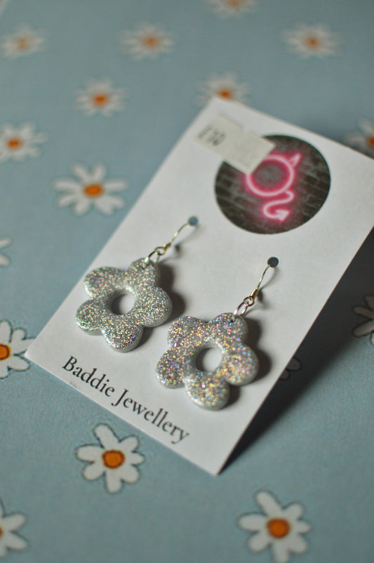 Glitter Flower Earrings